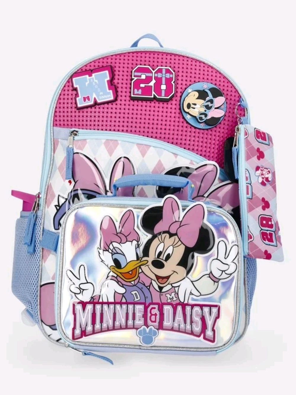 Disney Minnie Daisy 17" Backpack 6-Pc Set Customizable Lunch Bag Pencil Case NWT